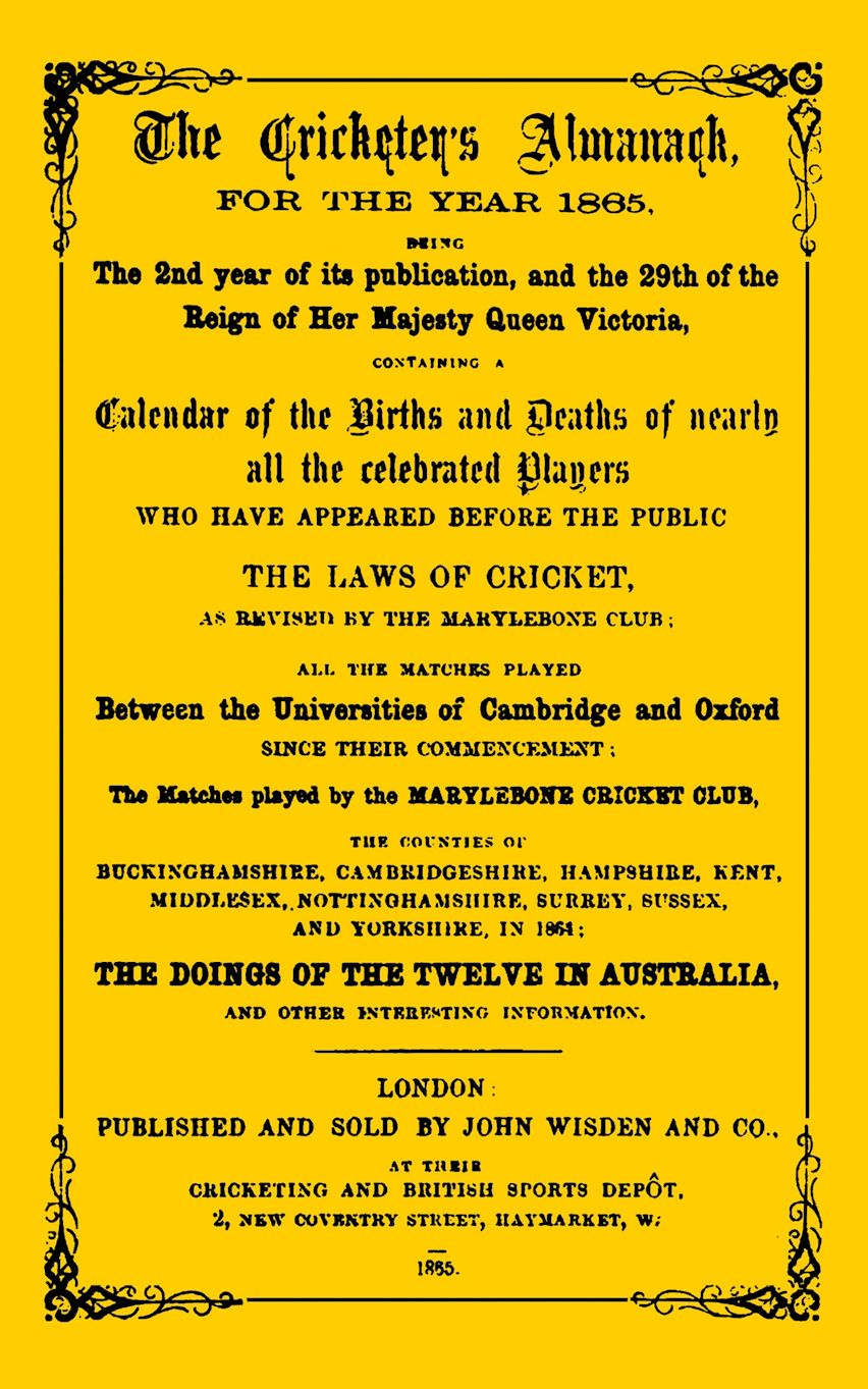 Wisden Cricketers' Almanack 1865 cover