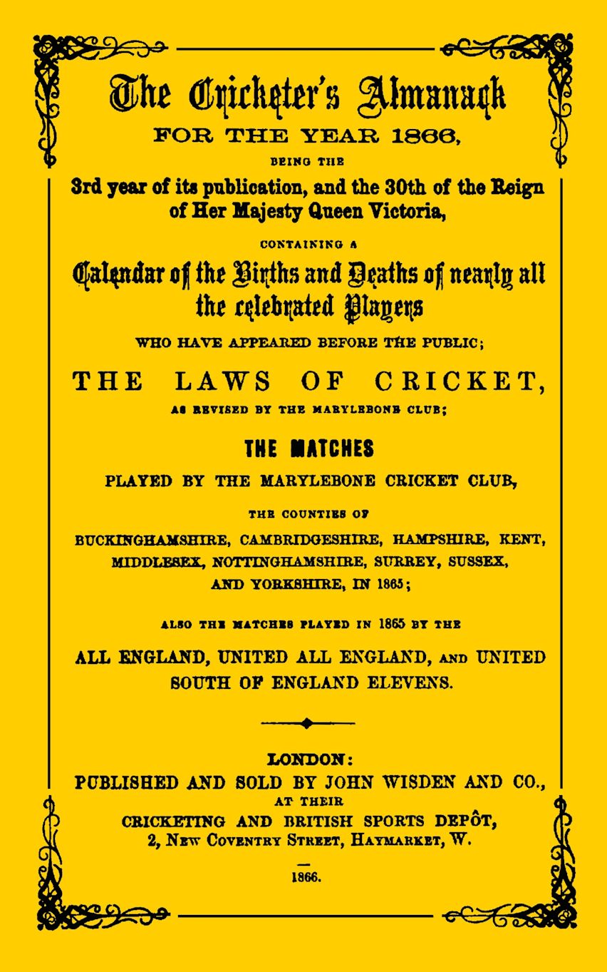 Wisden Cricketers' Almanack 1866 cover