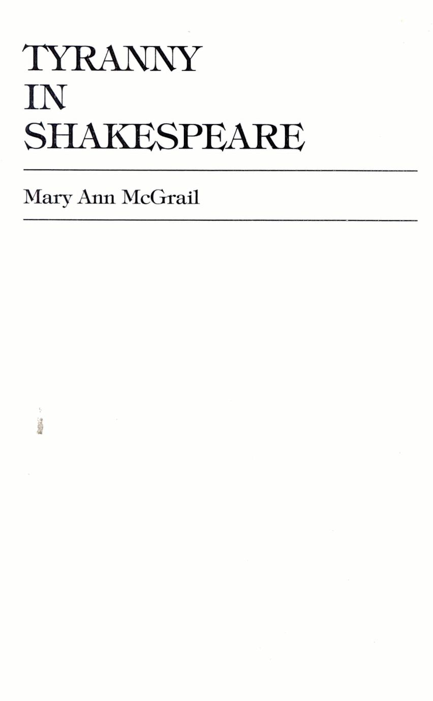 Tyranny in Shakespeare cover