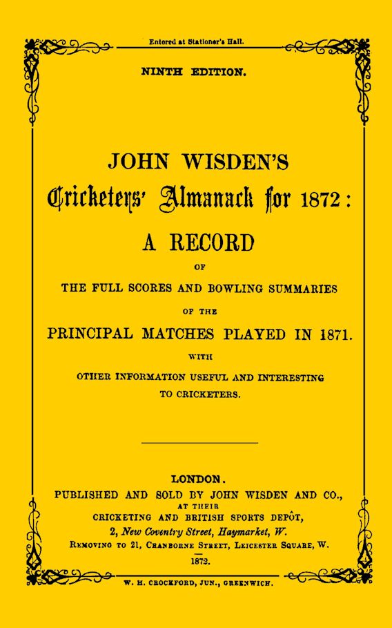 Wisden Cricketers' Almanack 1872 Wisden