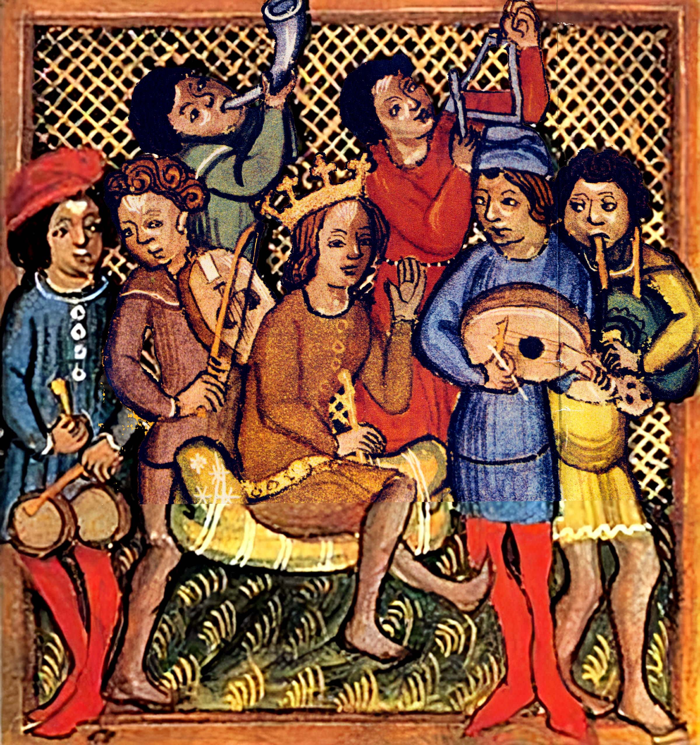 This image shows a group of trobadours