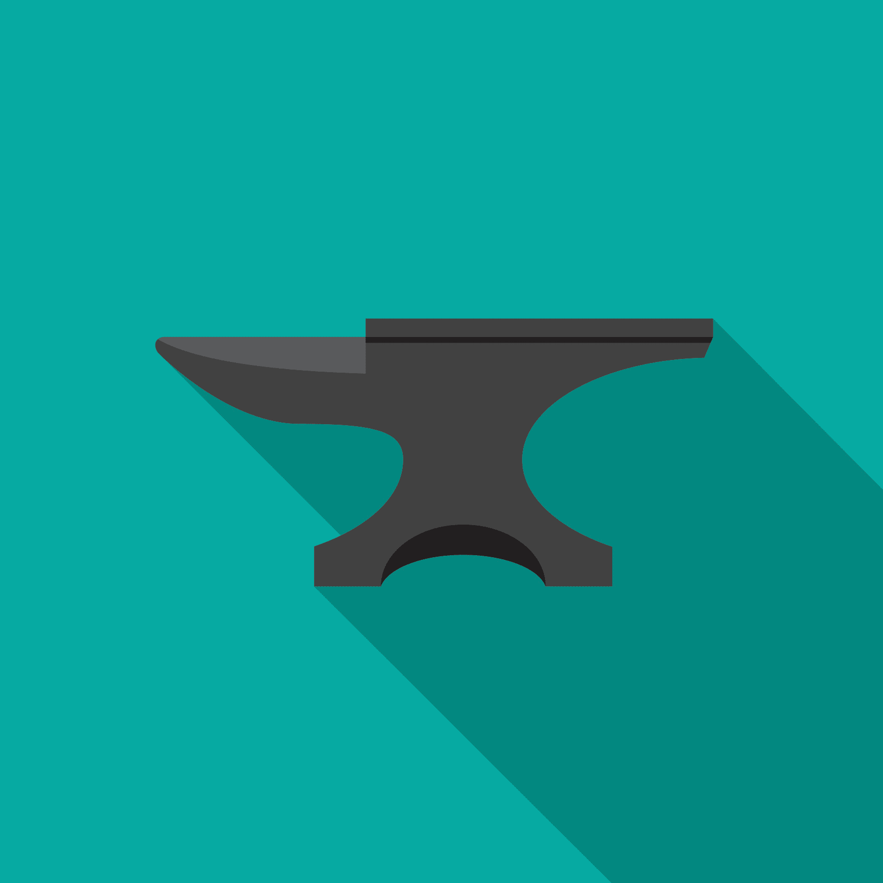  Anvil icon with long shadow against teal coloured background