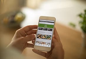 Person using meal delivery service through mobile app