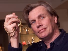 Portrait of British jewellery designer Theo Fennell at one of his London show rooms, 16th February 2000.