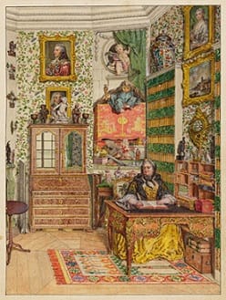 This image shows Olof Fridsberg, Countess Ulla Sparre in her writing cabinet, 1760s