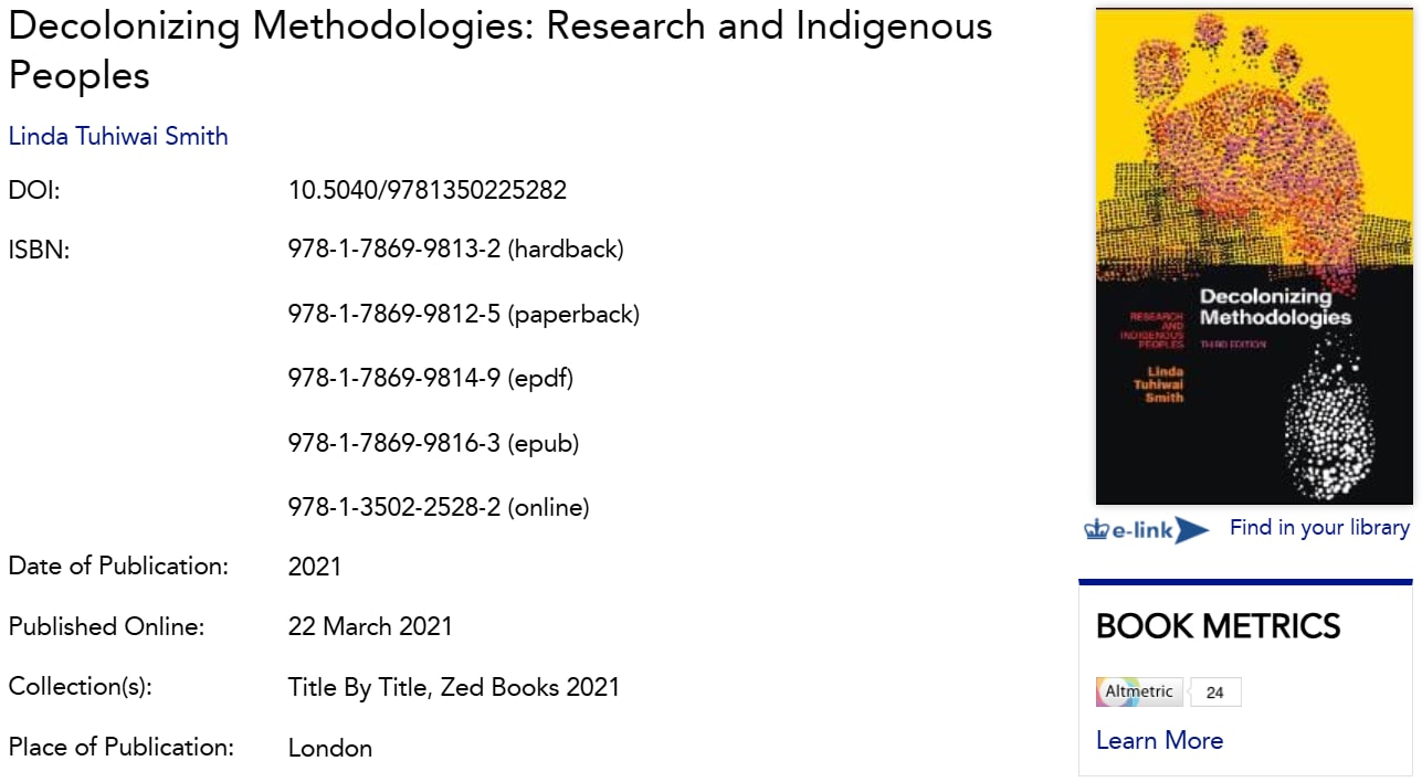 Screenshot of a book overview page on Bloomsbury Collections including the Book Metrics box.