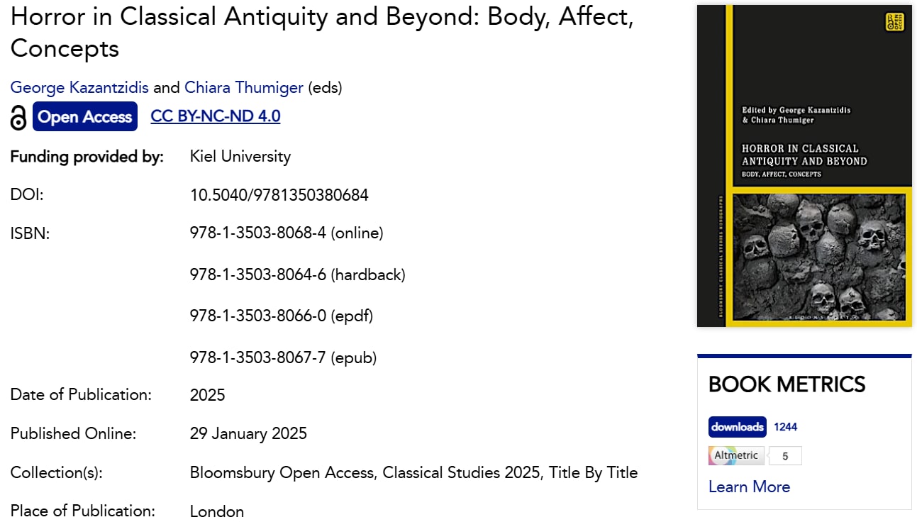 Screenshot of an Open Access book overview page on Bloomsbury Collections including the Book Metrics box.