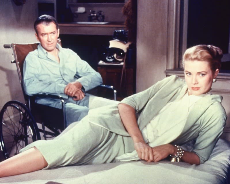 Image from the 1954 film 'Rear Window', featuring James Stewart and Grace Kelly.