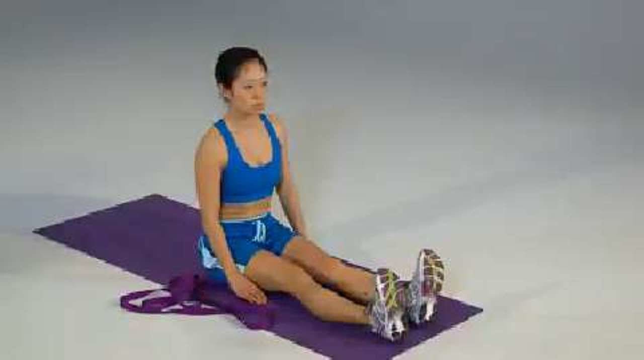Gastrocnemius Self-Stretch, Sitting With Stretching Strap