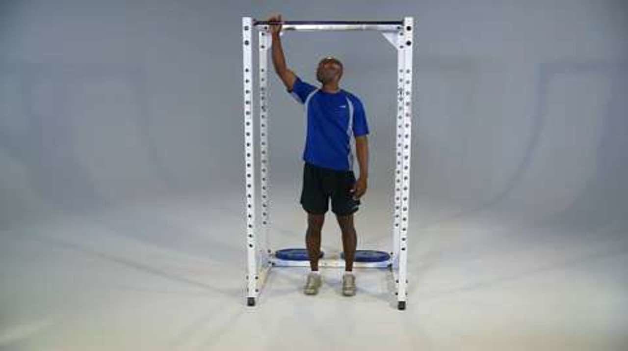 Latissimus Dorsi Self-Stretch, Standing With Pull-Up Bar