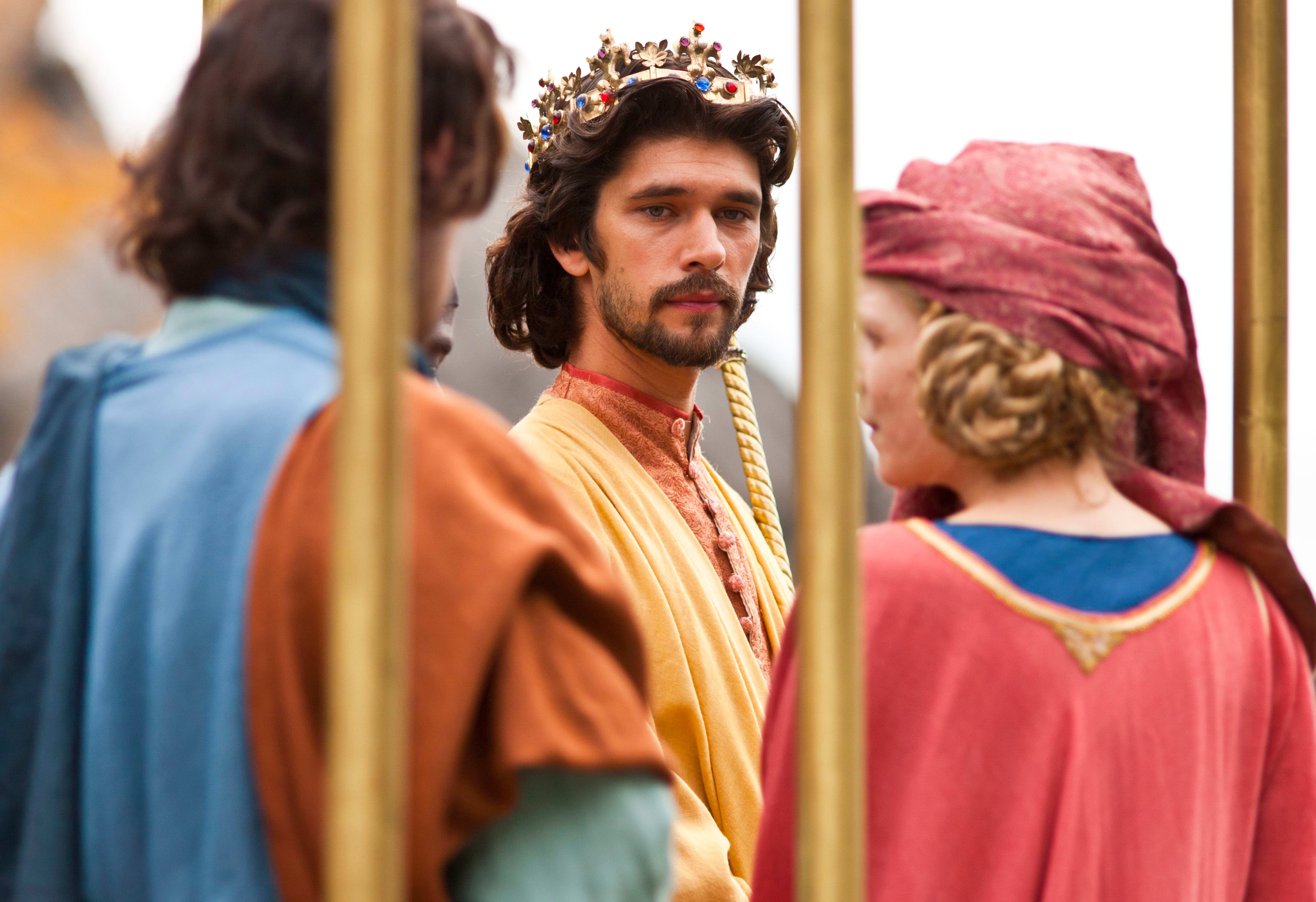 Ben Whishaw dressed in a crown and robes as Richard the Second in The Hollow Crown 