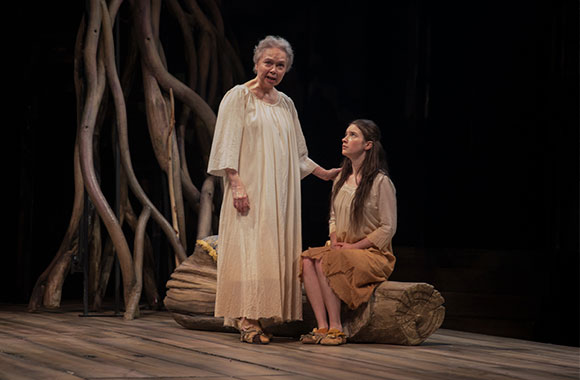 2 actors on stage performing in The Tempest at the Stratford Festival in Stratford, Ontario, Canada