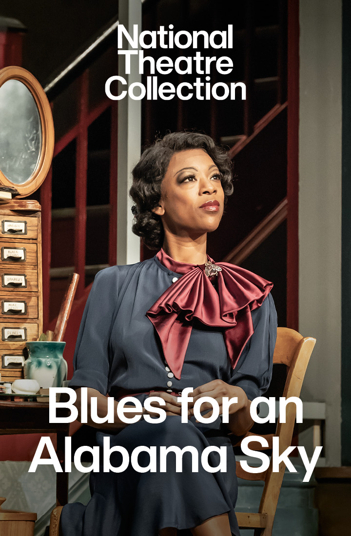 image cover of Blues for an Alabama Sky featuring actress Samira Wiley in grey blue suit with a pink blouse with a thoughtful look