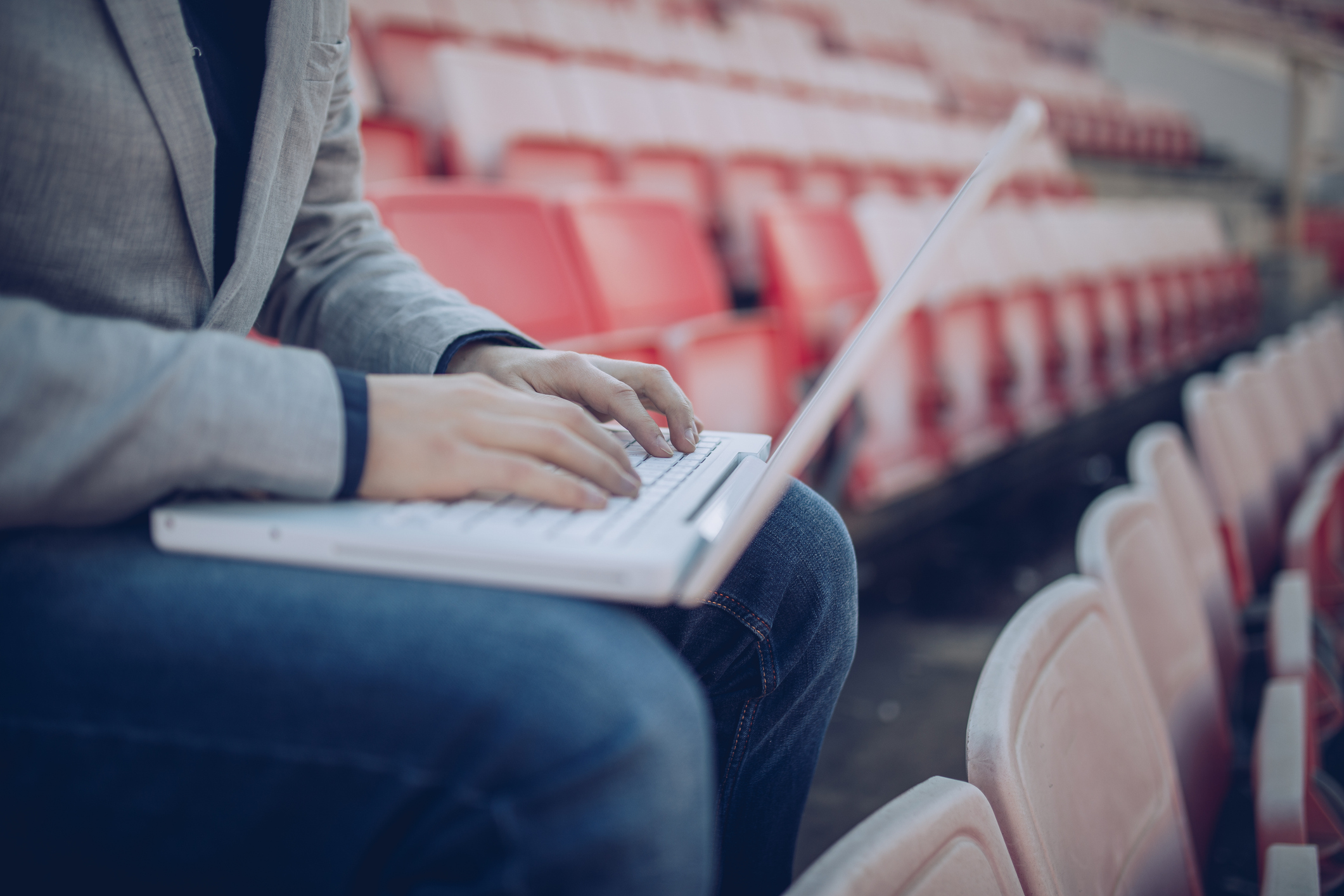 Laptop in Stadium