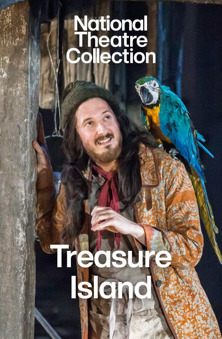 An actor with a parrot on his shoulder starring in Bryony Lavery's adaptation of Robert Louis Stevenson's classic Treasure Island
