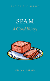 A photo of the book cover, with a line drawing of Spam