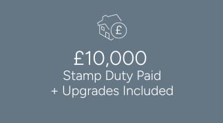 £10,000 Stamp Duty Paid + Upgrades Included, with a house icon in the top left corner.