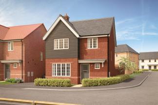 A two-story brick and wood-paneled house with a red roof sits on a residential street, surrounded by other similar homes and greenery in the foreground.
