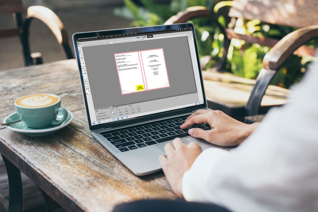 person using KDP cover template