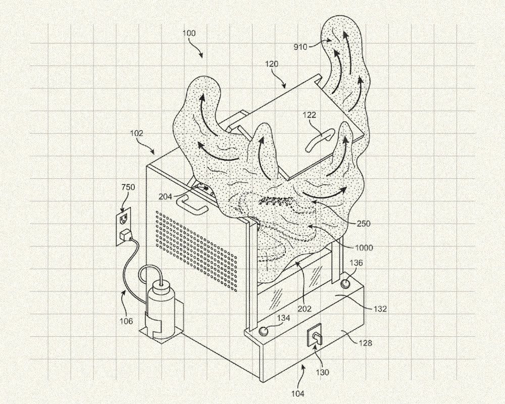 Drawing of a shoe steaming machine