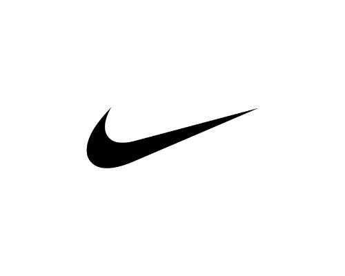 Black Nike logo on a white background