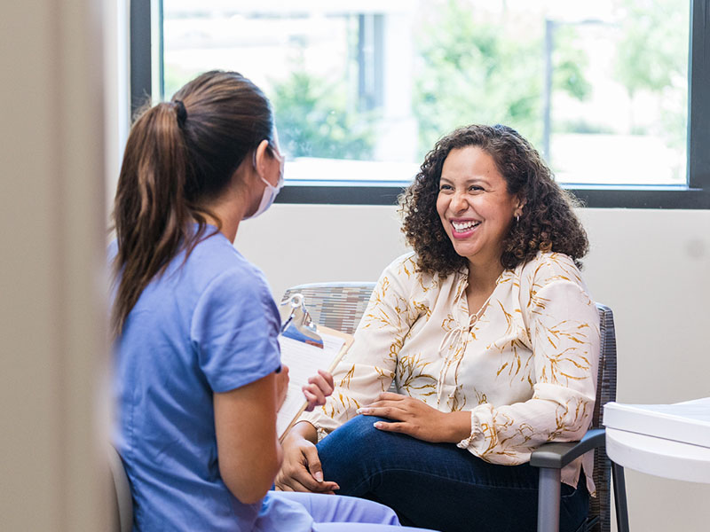 intake nurse and female patient
