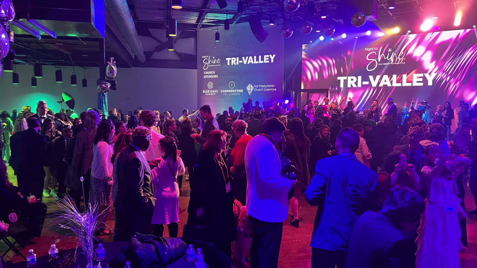 People dancing at Night to Shine Tri-Valley in Pleasanton, CA,  a ministry of Blue Oaks Church