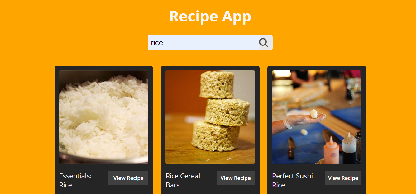 Screen shot of Recipe app