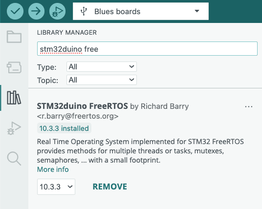 Library manager installing STM32duino