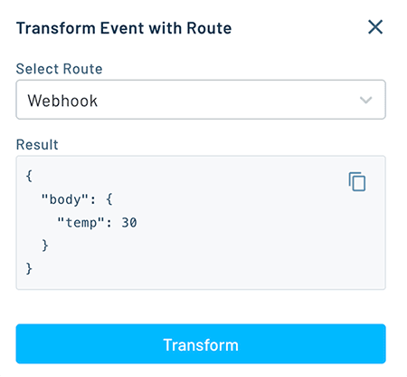 the result of testing jsonata transforms in notehub