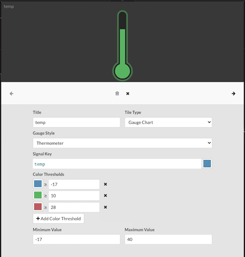 specify colors and min max values