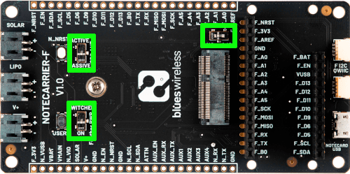 Notecarrier F v1.0 DIP switches