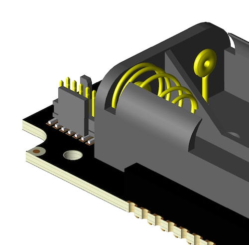 Image of properly-mounted debug connector