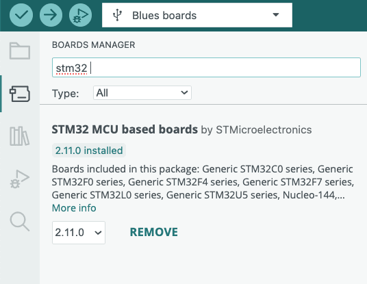Board manager in Arduino IDE