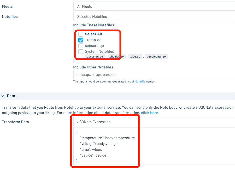 notehub add datacake route