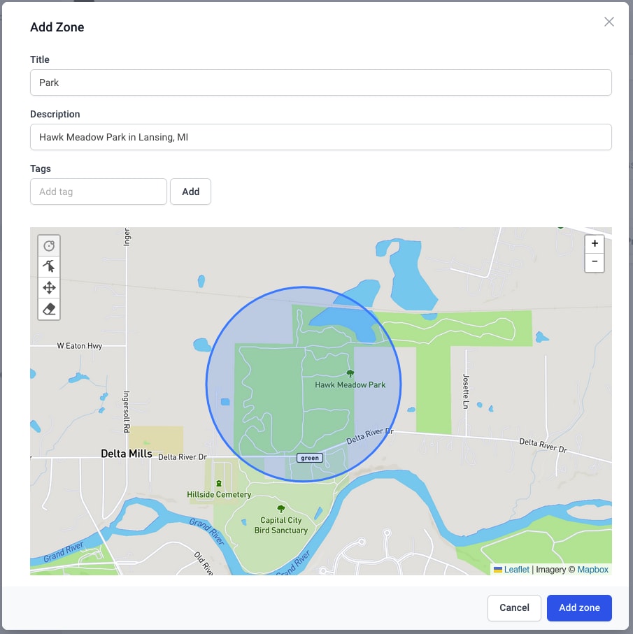 Defining the boundaries of a Zone