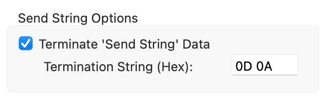 serial terminal terminate send string data