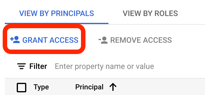 gcp add permissions button