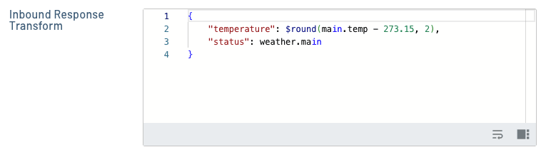 An example usage of an Inbound Response Transform in Notehub