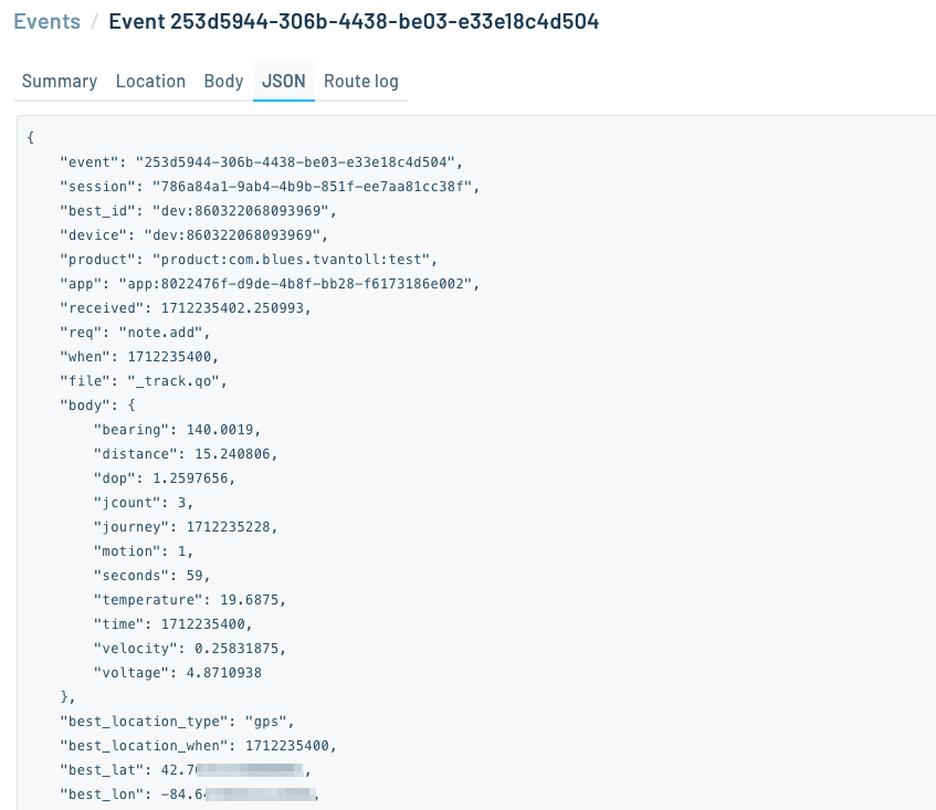 The _track.qo Notes in Notehub