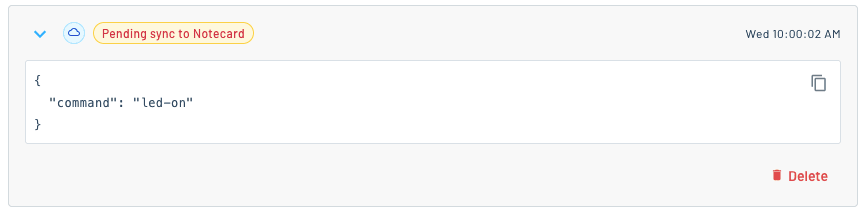 A Note pending sync in Notehub