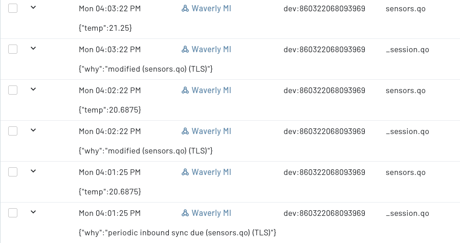 The Notehub events for this project