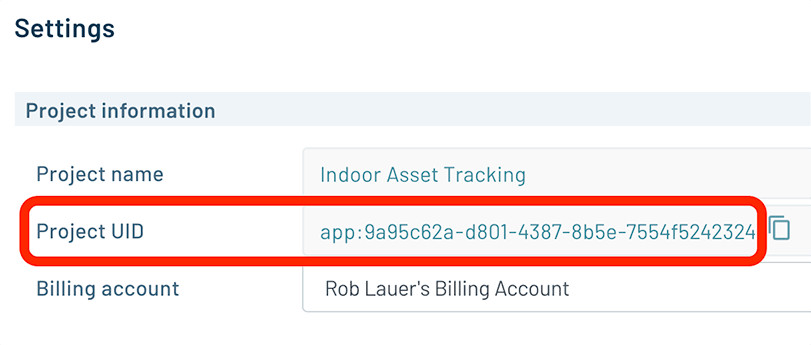 location of projectuid in settings