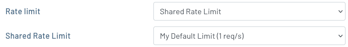 The rate limit options dropdown in Notehub
