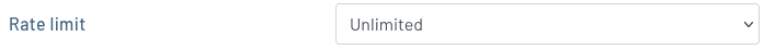 The rate limit options dropdown in Notehub