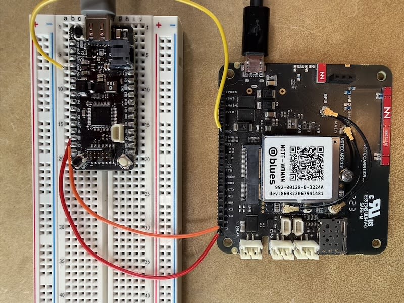 UART wiring between a Cygnet and Notecarrier A