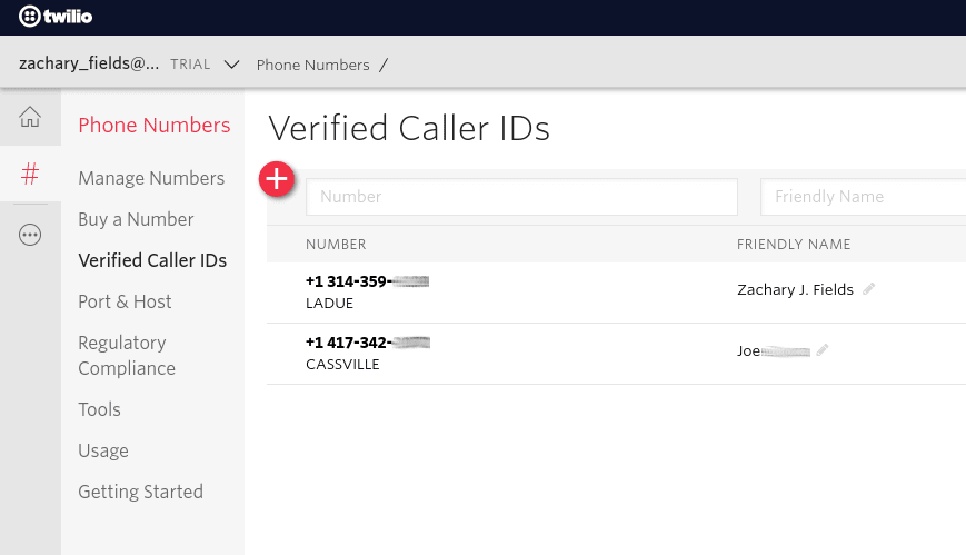 Twilio.com: Your Verified Caller IDs