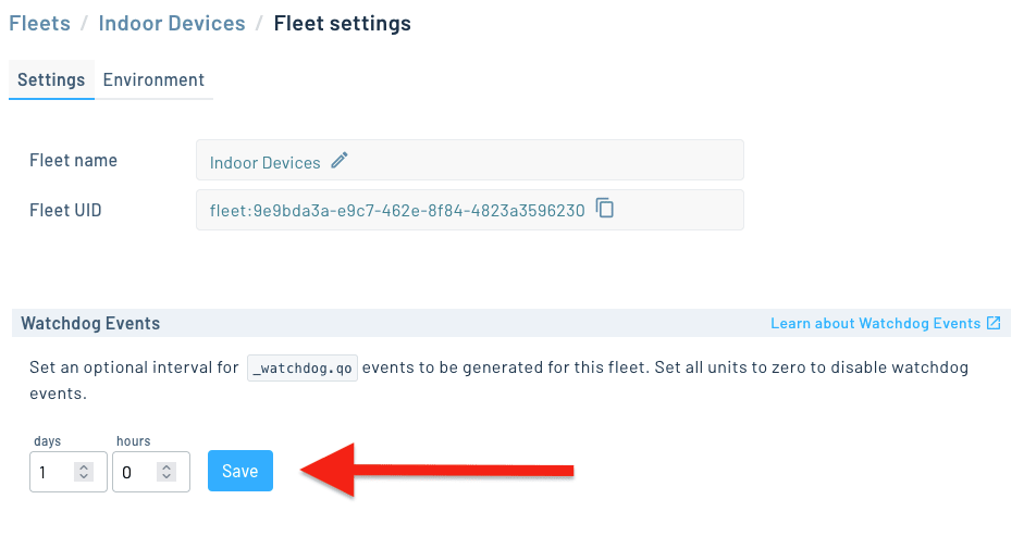 Setting watchdog events on Notehub fleets