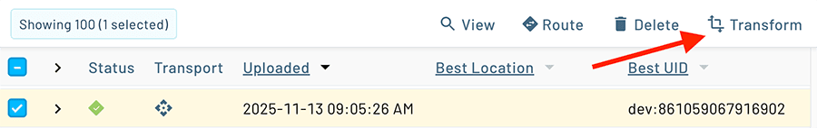 transform button for testing jsonata transforms