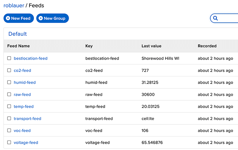 adafruit io feeds